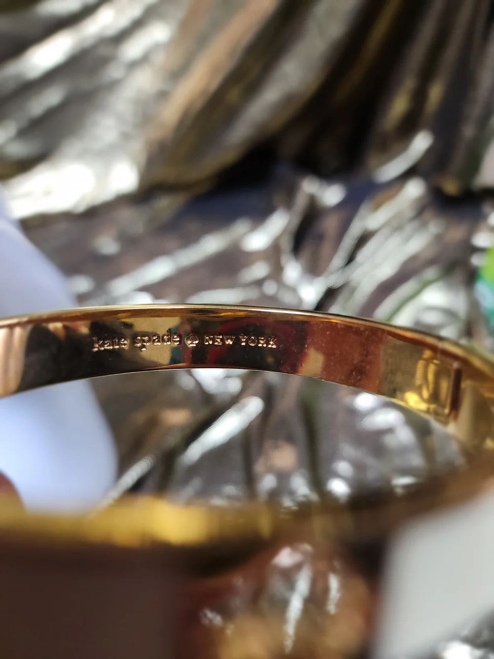 Kate Spade New York Cream Enamel Gold-Tone Bangle Bracelet - Picture 5 of 10